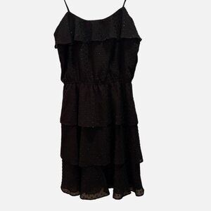 Ruffle Black Shimmer Tiered Strappy Cocktail Dress Size S Excellent Parker Brand